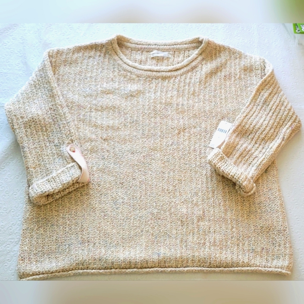 Anthropologie cable sweater women's size Medium cream nwt